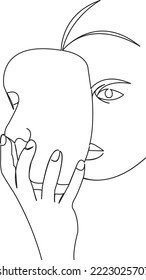 One continuous single drawing line art flat doodle art, face, mask, actor, theatrical. Isolated image hand draw contour on a white background
