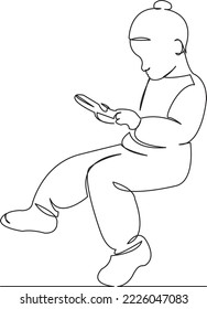 One continuous single drawing line art flat doodle smartphone, girl, woman, beautiful, female, phone, young, device. Isolated image hand draw contour on a white background
