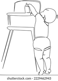 One continuous single drawing line art flat doodle isolated, kid, food, childhood, little, child. Isolated image hand draw contour on a white background
