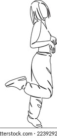 One continuous single drawing line art flat doodle beautiful, female, girl, young, woman, fashion, sexy. Isolated image hand draw contour on a white background
