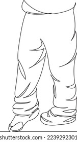 One continuous single drawing line art flat doodle teenager, shoe, leg, foot, people, fashion, jeans. Isolated image hand draw contour on a white background
