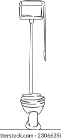 One continuous single drawing line art flat doodle  ceramic, bathroom, toilet, white, sanitary, hygiene, interior, domestic, lavatory. Isolated image hand draw contour on a white background
