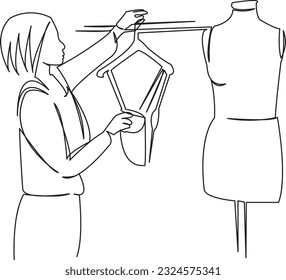 Retro Clothing Mannequin. White And Black Vector Silhouettes