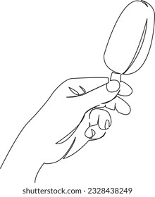 One continuous single drawing line art flat doodle  stick, frozen, cream, tasty, sweet, delicious, dessert, eat, cold. Isolated image hand draw contour on a white background
