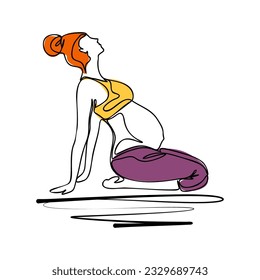 One continuous single drawing line Vector illustration of yoga pose for pregnant. International yoga day.