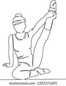 One continuous single drawing line art flat doodle  sport, aerobic, fitness, training, woman, workout, female, active. Isolated image hand draw contour on a white background

