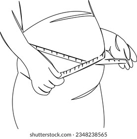 One continuous single drawing line art flat doodle  tape, pregnancy, belly, woman, body, measure, mother, pregnant, tummy, weight. Isolated image hand draw contour on a white background
