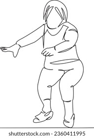 One continuous single drawing line art flat doodle  exercise, woman, health, senior, elderly, physical, sport, workout, pensioner. Isolated image hand draw contour on a white background
