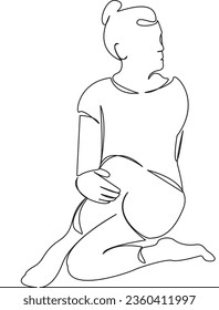 One continuous single drawing line art flat doodle  active, senior, lifestyle, health, elderly, exercise, outdoor, longevity, sport, yoga. Isolated image hand draw contour on a white background
