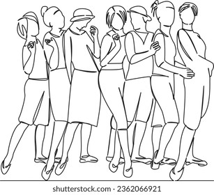One continuous single drawing line art flat doodle  girl, female, white, child, young, happy, kid, beauty, seven, youth. Isolated image hand draw contour on a white background
