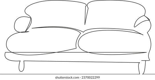 One continuous single drawing line art flat doodle  couch, sofa, furniture, design, room, home, trendy, modern. Isolated image hand draw contour on a white background
