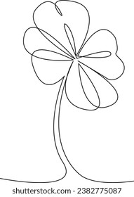 One continuous single drawing line art flat doodle  patrick, luck, clover, celebration, lucky, green, four. Isolated image hand draw contour on a white background
