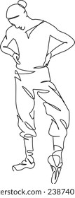 One continuous single drawing line art flat doodle isolated, dance, ballet, dancer, ballerina, studio, woman, female. Isolated image hand draw contour on a white background
