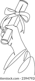 One continuous single drawing line art flat doodle  education, student, graduation, diploma, degree, success, school, certificate, document. Isolated image hand draw contour on a white background

