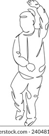 Eine durchgängige Linie für die Zeichnung Kunst flach doodle Senior, Outdoor, Frau, Gesundheit, qigong, Wellness, Freizeit, Rentner. Einzeln handgezeichnete Bildkontur auf weißem Hintergrund, handgezeichnet, nicht AI
