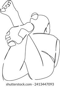 One continuous single drawing line art flat doodle girl, young, woman, beautiful, home, bed, female, lying. Isolated image hand draw contour on a white background, hand drawn, not AI
