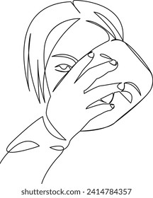 One continuous single drawing line art flat doodle art, abstract, face, mask, background, carnival, theater, costume. Isolated image hand draw contour on a white background, hand drawn, not AI
