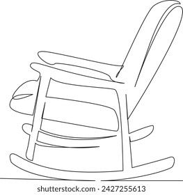 One continuous single drawing line art flat doodle chair, design, comfortable, armchair, furniture, rocking, relax. Isolated image hand draw contour on a white background, hand drawn, not AI
