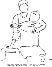 One continuous single drawing line art flat doodle osteopath, female, pain, shoulder, chiropractor, doctor, rehabilitation. Isolated image hand draw contour on a white background, hand drawn, not AI