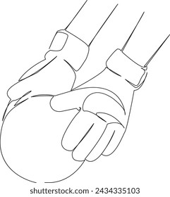 One continuous single drawing line art flat doodle sport, football, goal, game, soccer, competition, ball, victory, glove. Isolated image hand draw contour on a white background, hand drawn, not AI
