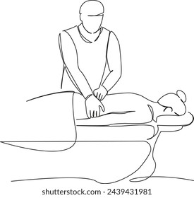 One continuous single drawing line art flat doodle hand, health, beauty, body, spa, girl, therapy, massage, lying. Isolated image hand draw contour on a white background, hand drawn, not AI