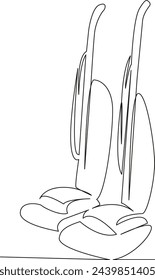 One continuous single drawing line art flat doodle vacuum, household, cleaner, house, clean, work, equipment, cleanup. Isolated image hand draw contour on a white background, hand drawn, not AI