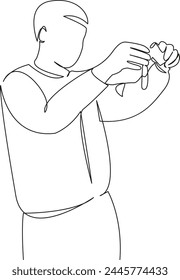 One continuous single drawing line art flat doodle student, chemistry, experiment, chemical, science, laboratory, scientist. Isolated image hand draw contour on a white background, hand drawn, not AI