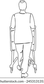 One continuous single drawing line art flat doodle store, woman, supermarket, food, grocery, market, shop. Isolated image hand draw contour on a white background, hand drawn, not AI