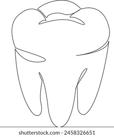 Una sola línea de dibujo continua arte símbolo de garabato plano, dental, dientes, dientes, molar, dentista, sano, cuidado, higiene. Contorno de dibujo a mano de Imagen aislada sobre fondo blanco, dibujado a mano, no AI