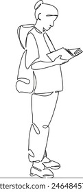 Una sola línea de dibujo continuo arte libro de garabatos plano, estantería, educación, Biblioteca, lectura, estudiante, aprendizaje, escuela. Contorno de dibujo a mano de Imagen aislada sobre fondo blanco, dibujado a mano, no AI
