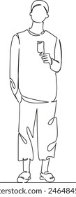 One continuous single drawing line art flat doodle fun, happy, portrait, eating, gelato, lifestyle, dessert, food, street. Isolated image hand draw contour on a white background, hand drawn, not AI
