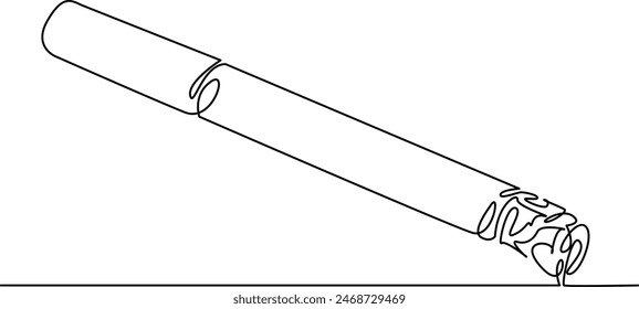 One continuous single drawing line art flat doodle  cigarette, health, smoke, bad, tobacco, nicotine, danger, filter. Isolated image hand draw contour on a white background
