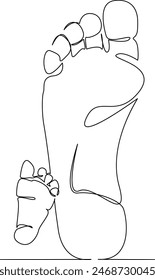 One continuous single drawing line art flat doodle  infant, love, skin, small, mother, little, child, life, foot, feet. Isolated image hand draw contour on a white background
