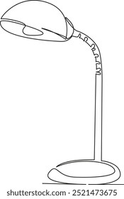 One continuous single drawing line art flat doodle electric light, desk, person, book, student, child, learning, table lamp. Isolated image hand draw contour on a white background