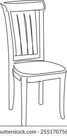 One continuous single drawing line art flat doodle kitchen chair, living room chair, dining, guests, upright chair. Isolated image hand draw contour on a white background, hand drawn, not AI