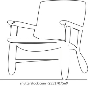 One continuous single drawing line art flat doodle garden chair, chair for relaxing in the garden, meeting with friends. Isolated image hand draw contour on a white background, hand drawn, not AI