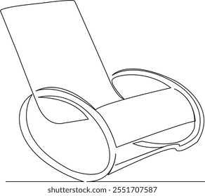 One continuous single drawing line art flat doodle rocking chair for relaxation, fashion chair, chair for guests. Isolated image hand draw contour on a white background, hand drawn, not AI