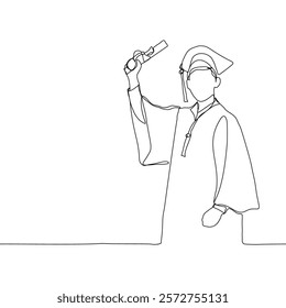 One continuous single drawing line art doodle college, graduation, person, young, student, university, academic. Isolated flat illustration hand draw contour vector illustration.