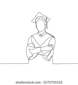 One continuous single drawing line art doodle college, graduation, person, young, student, university, academic. Isolated flat illustration hand draw contour vector illustration.