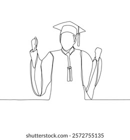 One continuous single drawing line art doodle college, graduation, person, young, student, university, academic. Isolated flat illustration hand draw contour vector illustration.