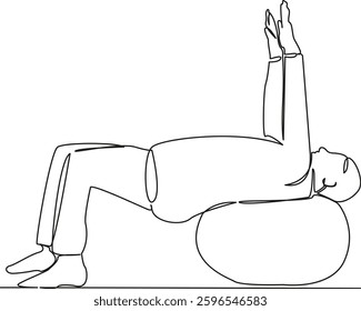 One continuous single drawing line art flat doodle elderly, senior, ageing, sport, active, lifestyle. Isolated image hand draw contour on a white background, hand drawn, not AI