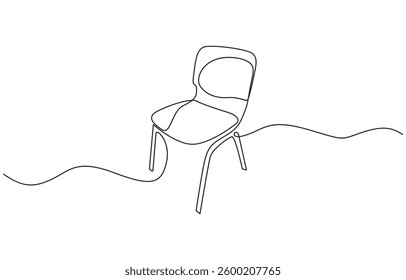 One continuous single drawing line art flat doodle garden chair, Single line art illustration of cozy armchair. Editable vector.
