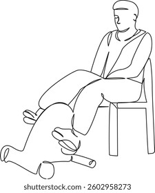 One continuous single drawing line art flat doodle exercising, adult, men, healthy lifestyle, lifestyle, adults only, effort. Isolated image hand draw contour on a white background, hand drawn, not AI