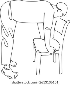 One continuous single drawing line art flat doodle exercise, workout, fitness, sport, leg, stretch, stretching. Isolated image hand draw contour on a white background, hand drawn, not AI