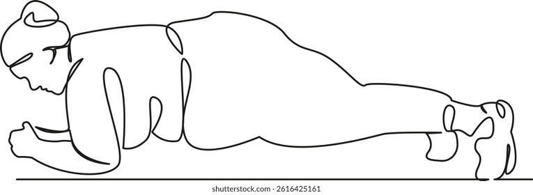 One continuous single drawing line art flat doodle woman, overweight, sport, lifestyle, athlete, fitness. Isolated image hand draw contour on a white background, hand drawn, not AI
