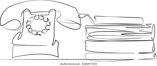 One continuous single drawing line art flat doodle book, phone, page, technology, information, reading. Isolated image hand draw contour on a white background, hand drawn, not AI