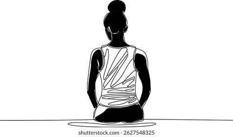 One continuous single drawing line art flat doodle  back, working, chiropractor, woman, patient, recovery, female. Isolated image hand draw contour on a white background

