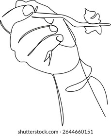 One continuous single drawing line art flat doodle salad, vegetable, fork, eating, food, hand, healthy, meal. Isolated image hand draw contour on a white background, hand drawn, not AI