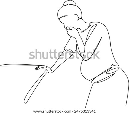 One continuous single drawing line art flat doodle  pregnancy, vomit, woman, pregnant, toxicosis, nausea, unwell, health, belly. Isolated image hand draw contour on a white background
