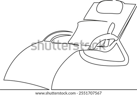 One continuous single drawing line art flat doodle beach lounger, lounge chair for relaxation, vacation, pool, friends. Isolated image hand draw contour on a white background, hand drawn, not AI
